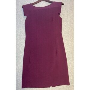 mm lafleur Sz 0 dress Plum Sheath Cap Sleeve Work Wear Easy Care Boss Lady